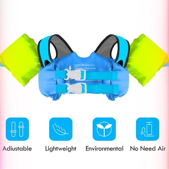 NWT Chriffer Kids Swim Vest, 22-66 Pounds, Toddler Floaties w/Shoulder Harness - Picture 3 of 10